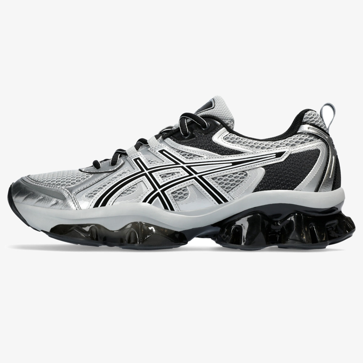 gel quantum kinetic mid grey - Mid Grey and Pure Silver GEL-Quantum Kinetic sneaker with sculpted sole