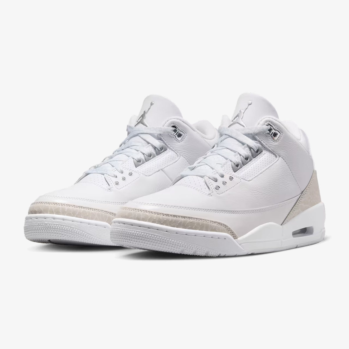 white metallic silver jordan 3 - Side product view
