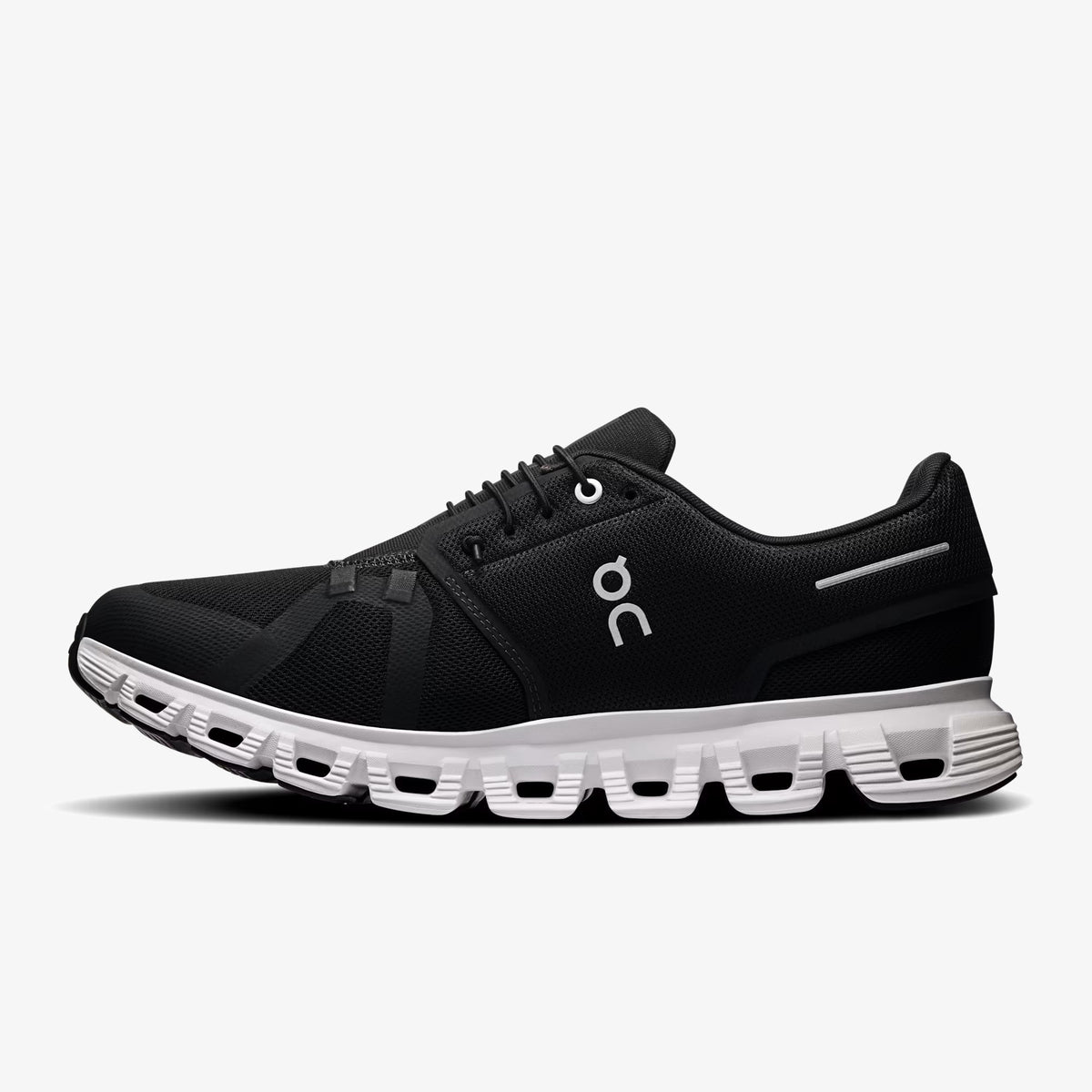 on cloud 6 black white - Black White Cloud 6 sneaker with dark upper, white CloudTec sole, and speed laces