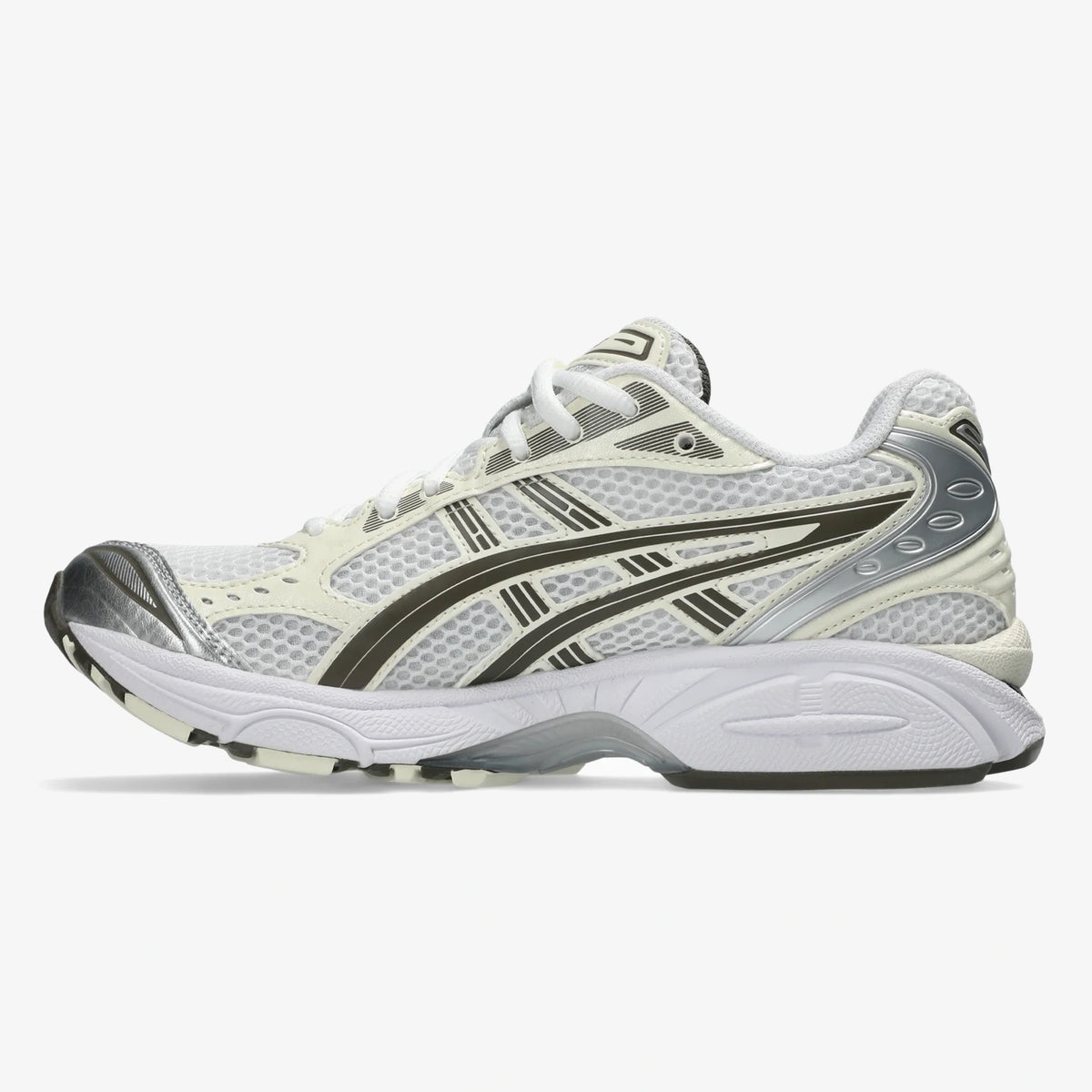 kayano 14 white ivory - White and Ivory Gel Kayano sneaker side view