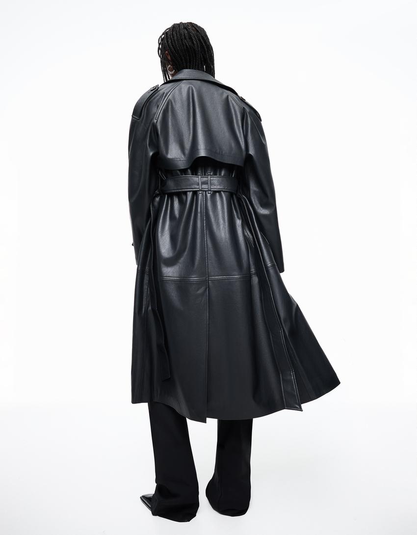 Leather trench coat