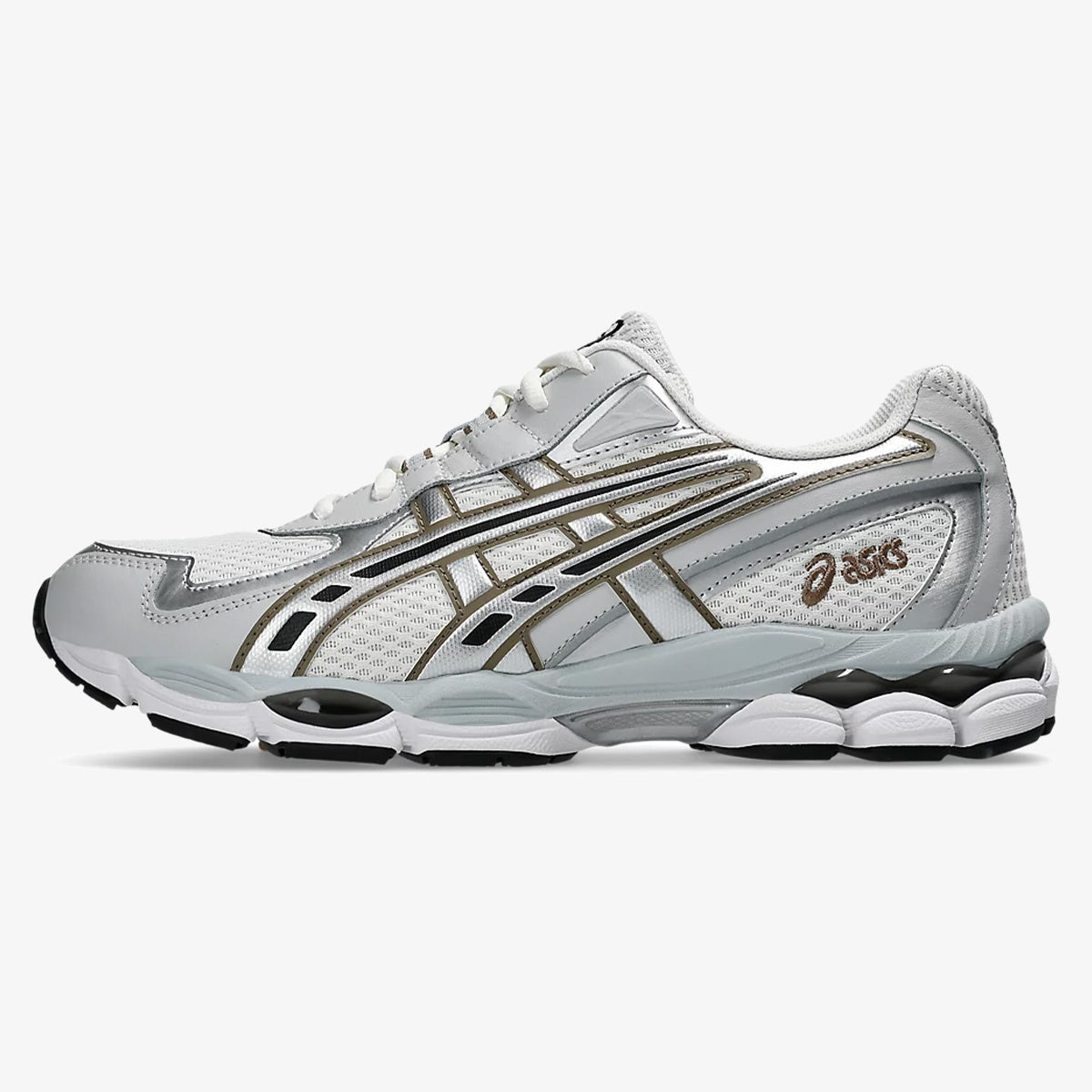 Gel-NYC 2055 Cream Pure Silver runner with cream mesh and metallic silver overlays
