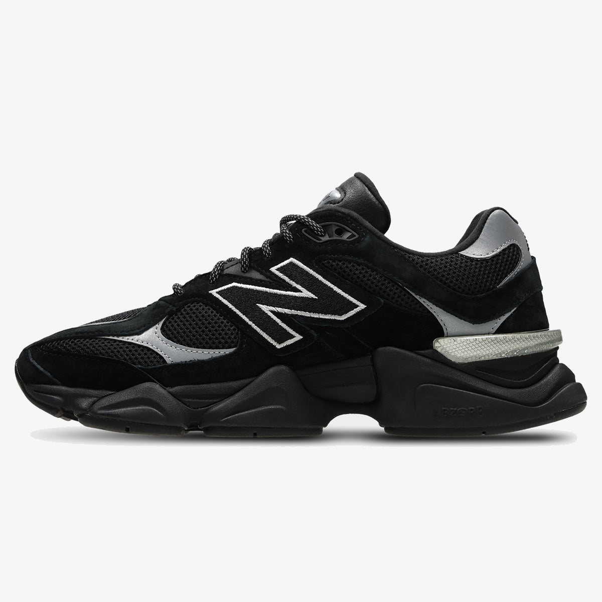 Black Purple 9060 sneaker with dark suede overlays and sculpted sole