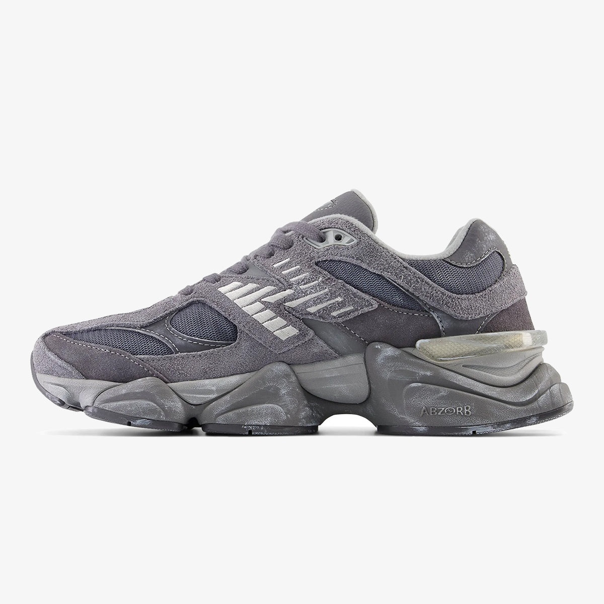 nb 9060 magnet - New Balance Magnet sneaker with layered grey mesh, suede overlays, and silver N logo