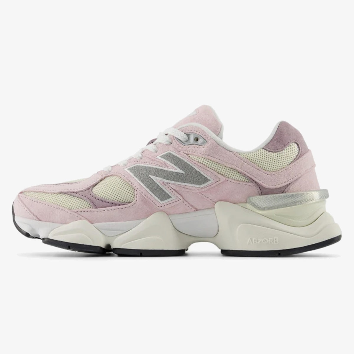 Rose Sugar and Angora NB 9060 sneaker with layered suede and mesh upper