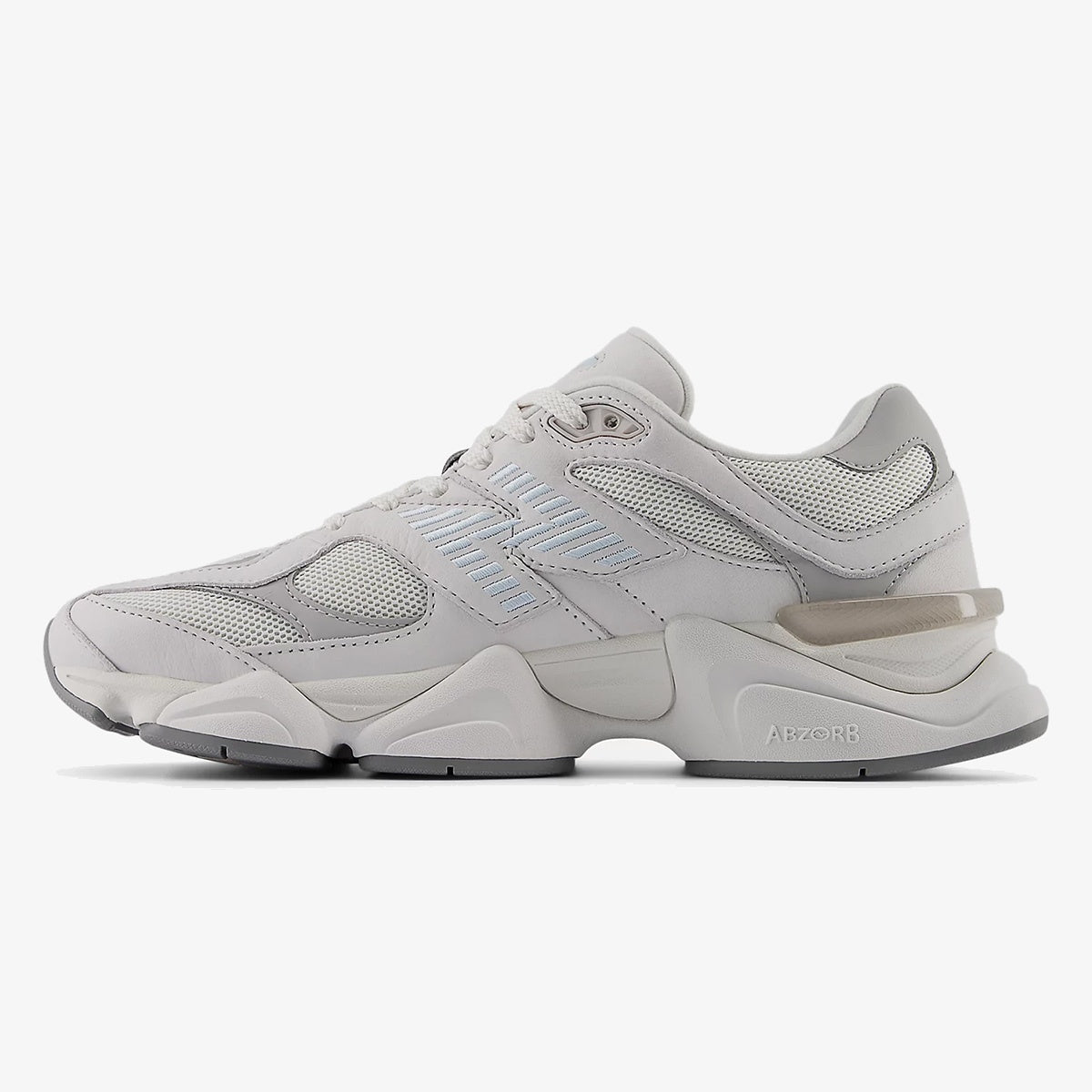 Grey and Quarry Blue NB 9060 sneaker with layered mesh and suede upper