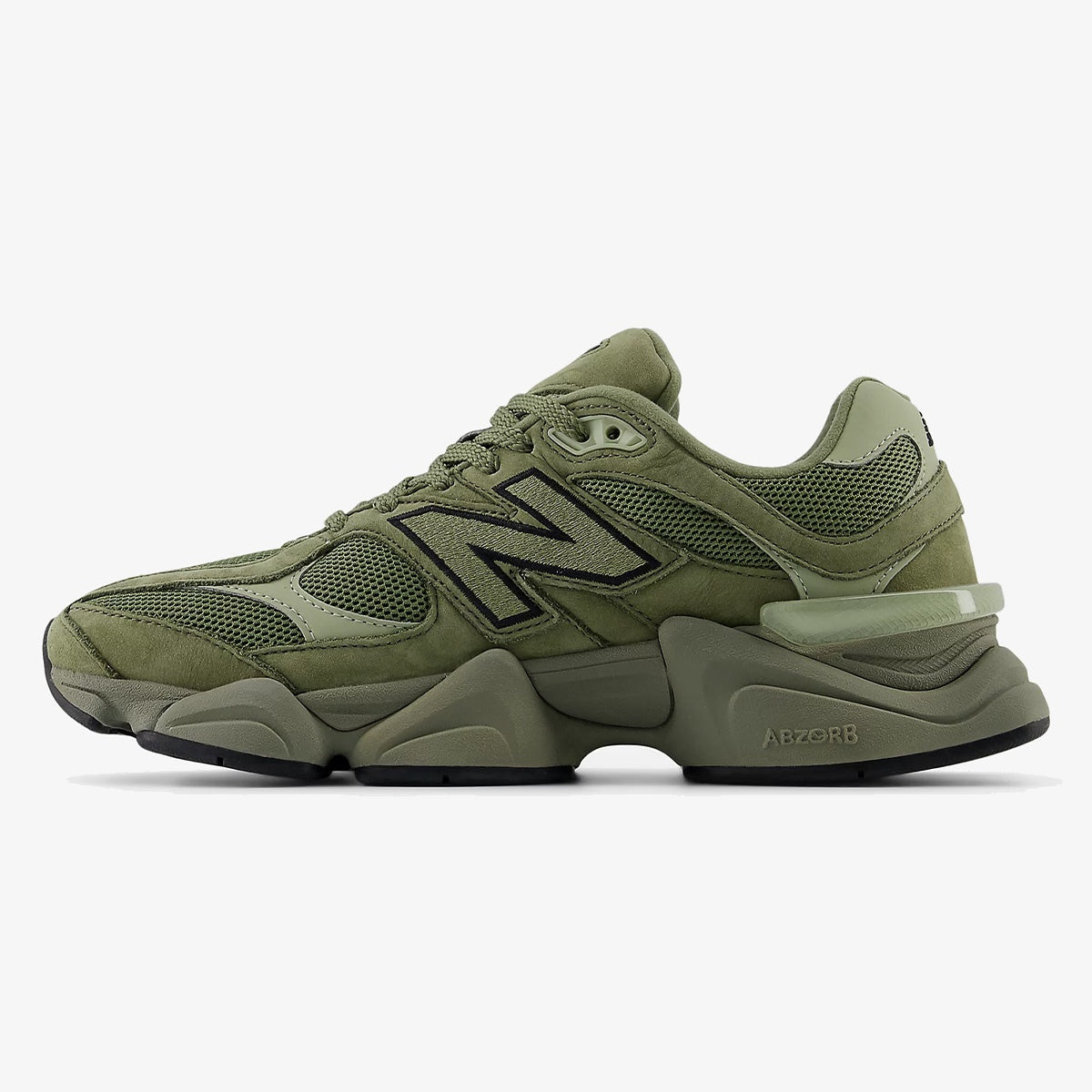 9060 dark olivine - Dark Olivine 9060 sneaker with olive suede overlays and chunky sole